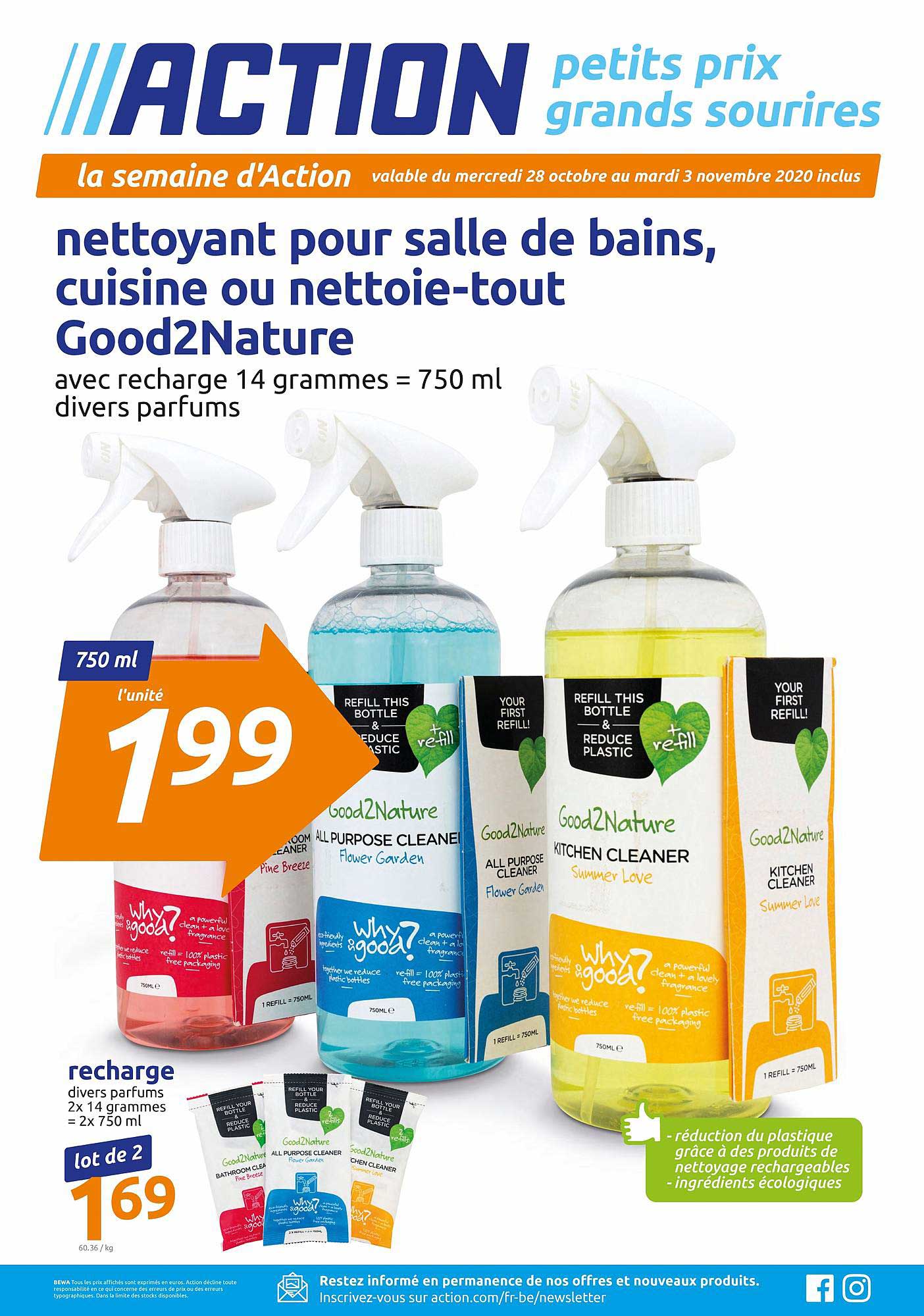nettoyant pour salle de bains cuisine ou nettoie tout good2nature recharge