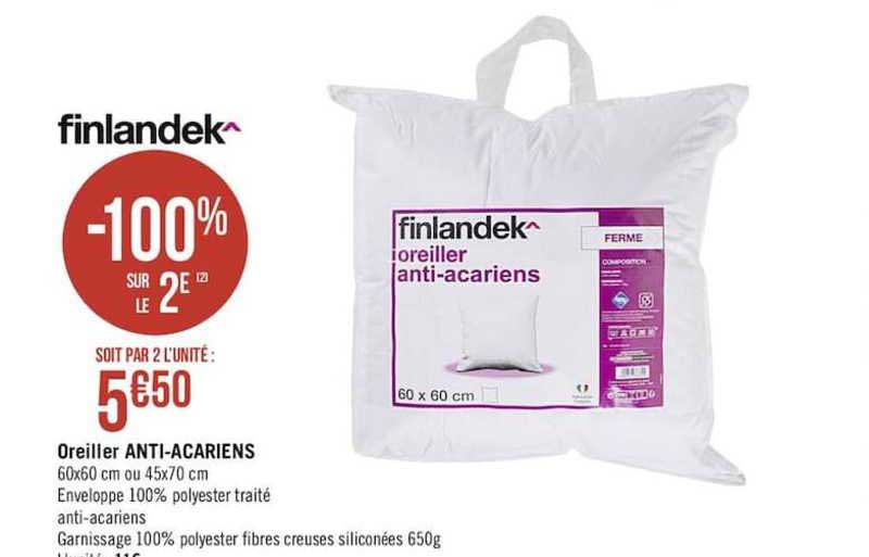 oreiller anti acariens finlandek -100% sur le 2e