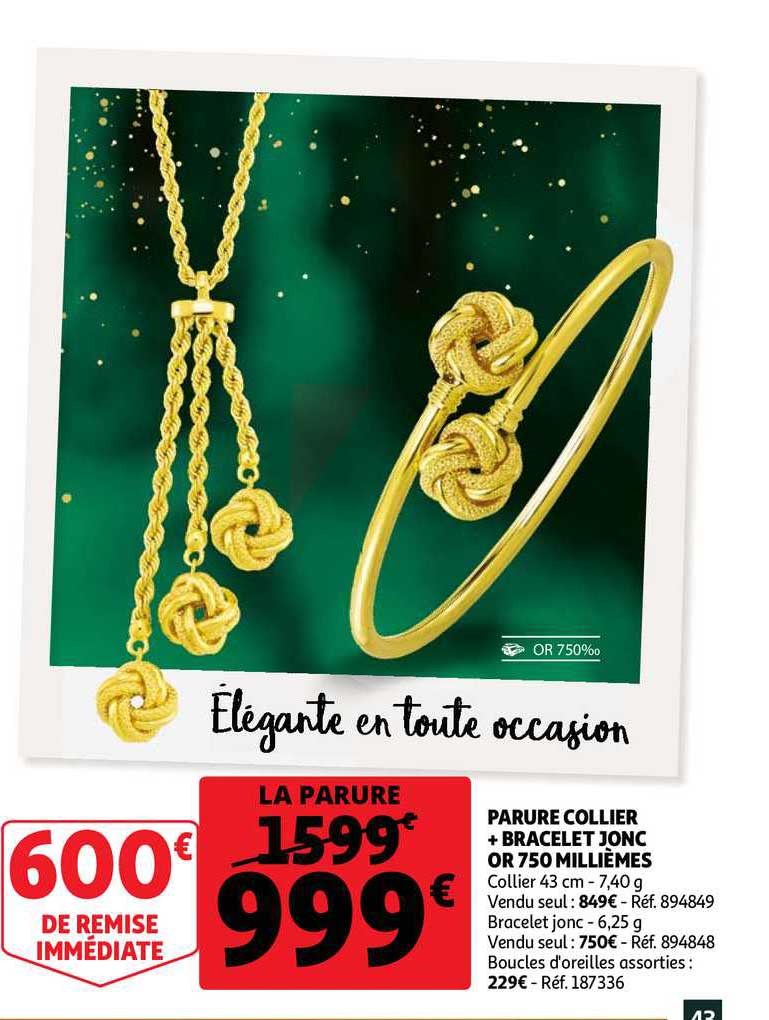 parure collier + bracelet jonc or 750 millièmes