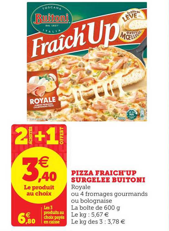 pizza fraich'up surgelée buitoni 2 achetés + 1 offert