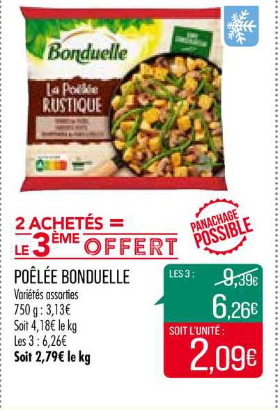 poêlée bonduelle 2 achetés = le 3ème offert