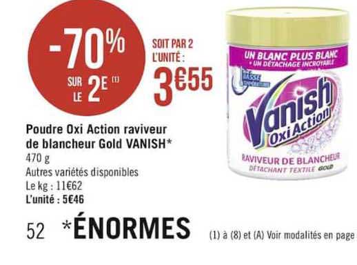 poudre oxi action raviveur de blancheur gold vanish -70% sur le 2è