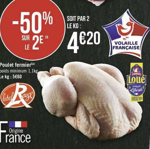 Poulet Fermier -50% Sur Le 2è