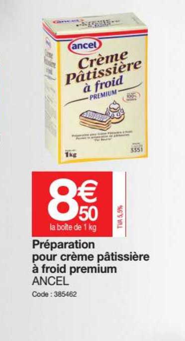 préparation pour crème pâtissière à froid premium ancel