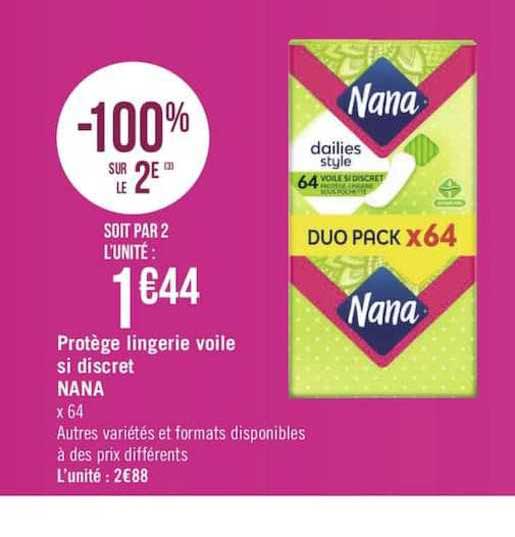 protège lingerie voile si discret nana -100% sur le 2e