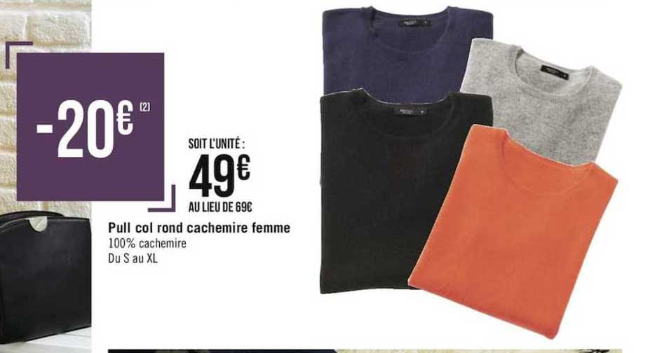 pull col rond cachemire femme