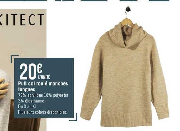 pull col roulé manches longues