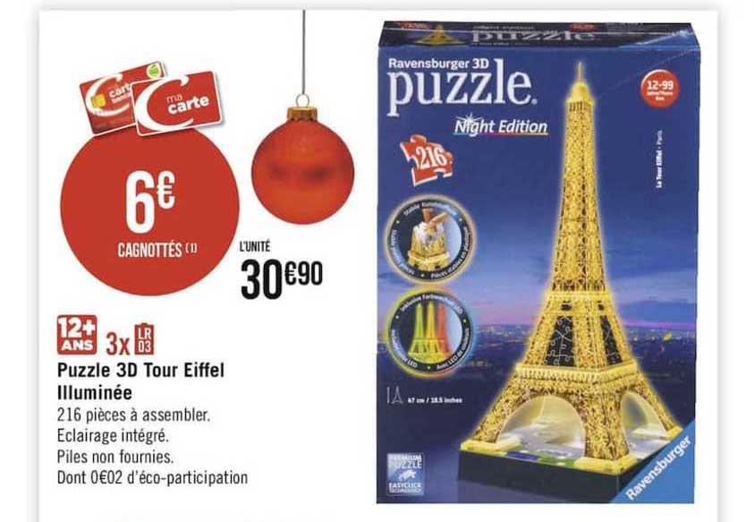 Puzzle 3d Tour Eiffel Illuminée