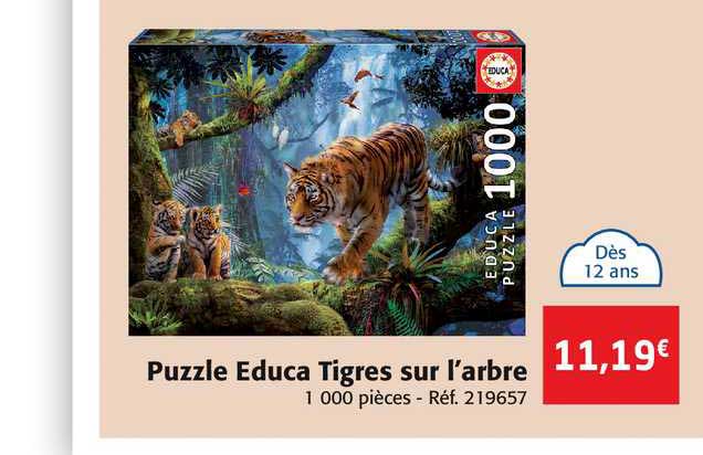 puzzle educa tigres sur l'arbre