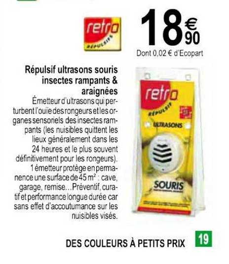 répulsif ultrasons souris insectes rampants araignées retro repuslive
