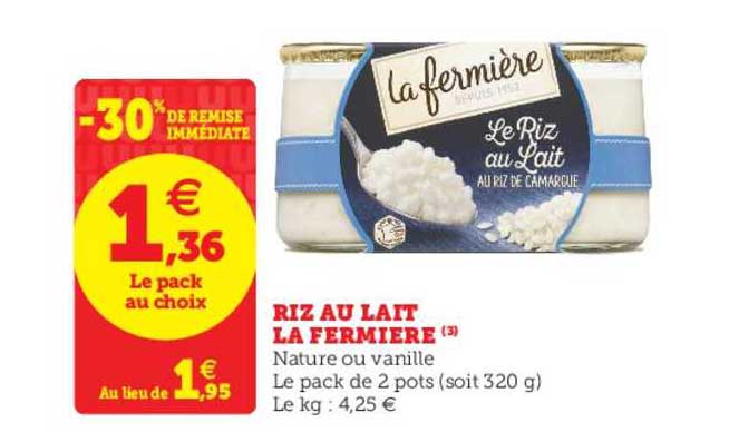 Riz Au Lait La Fermière -30% De Remise Immédiate