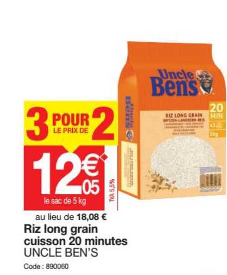 riz long grain cuisson 20 minutes uncle ben's