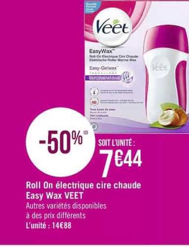 roll on électrique cire chaude easy wax veet