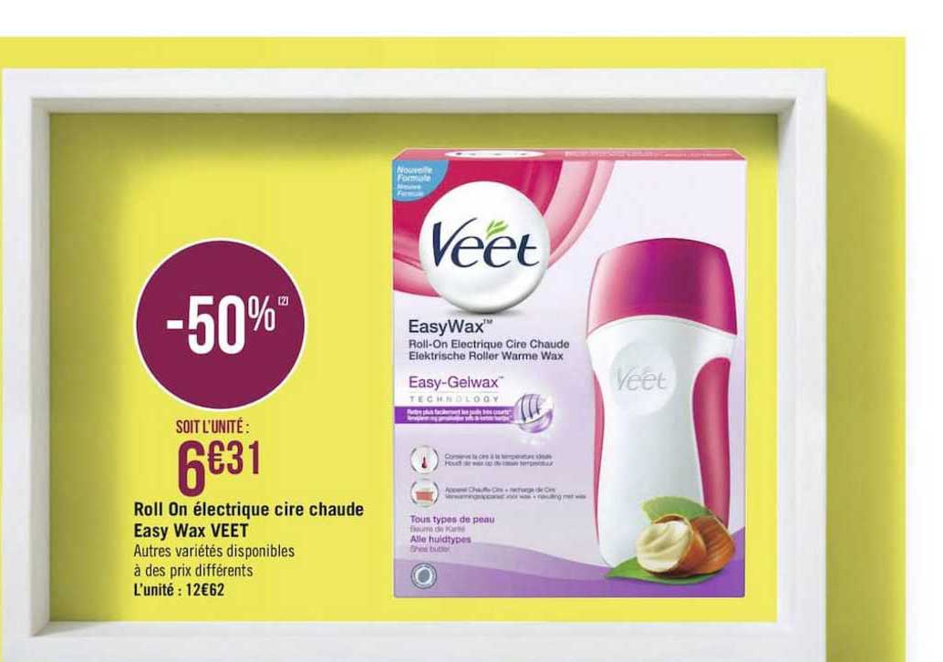 roll on électrique cire chaude easy wax veet