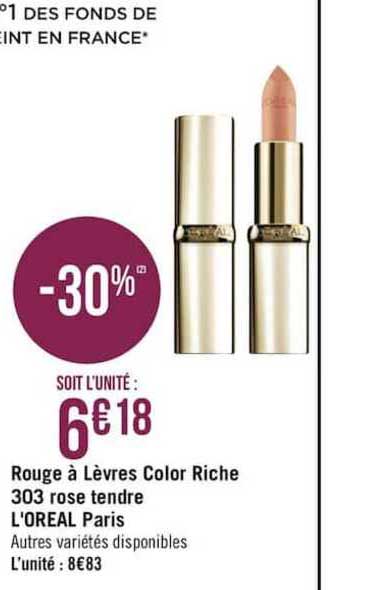 rouge à lèvres  color riches 303 rose tendre l'oréal paris