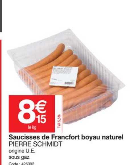 saucisses de francfort boyau naturel pierre schmidt