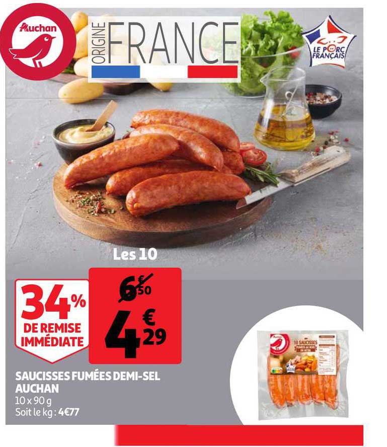 saucisses fumées demi-sel auchan