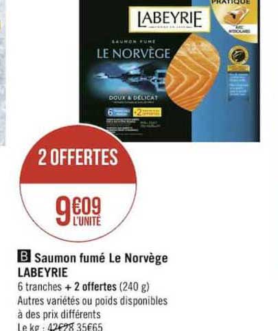 saumon fumé le norvège labeyries 2 offertes