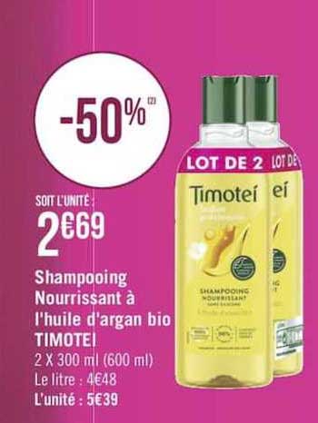 shampooing nourissant à l'huile d'argan bio timotei