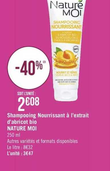 shampooing nourrissant à l'extrait d'abricot bio nature moi