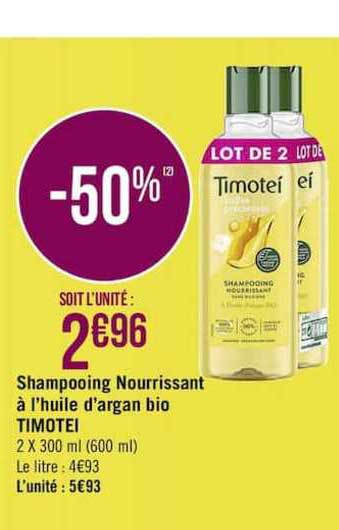 shampooing nourrissant à l'huile d'argan bio timotei