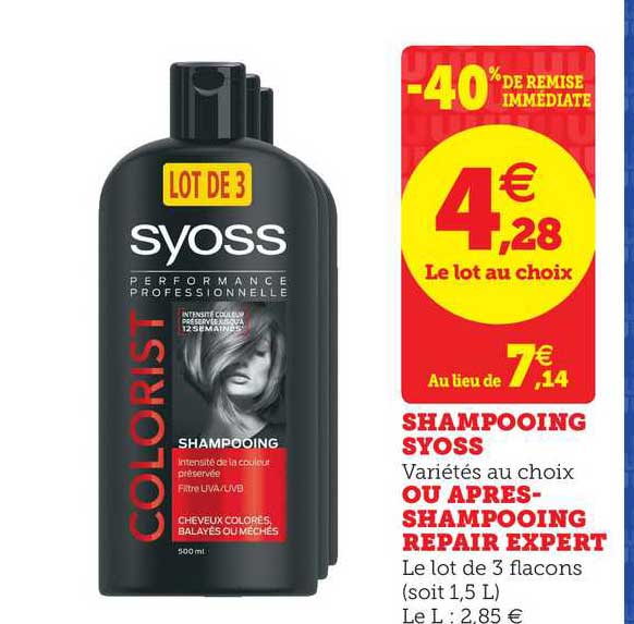 Shampooing Syoss Ou Après Shampooing Repair Expert -40% De Remise Immédiate