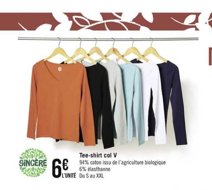 sincère tee shirt col v