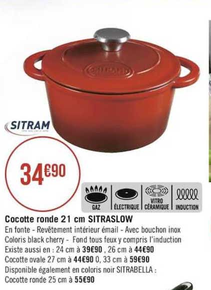 sitram cocotte ronde 21 cm sitraslow