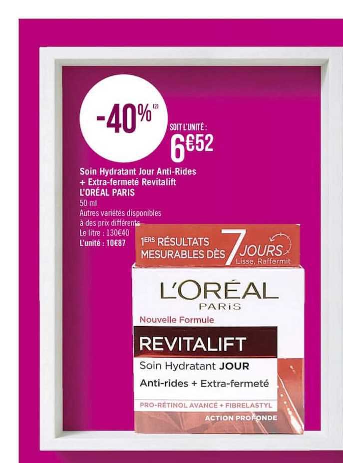 soin hydratant jour anti rides + extra fermeté revitalift l'oréal paris
