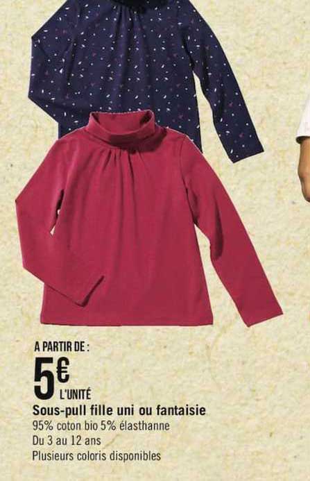 sous pull fille uni ou fantaisie