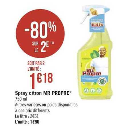 spray citron mr propre -80% sur le 2è