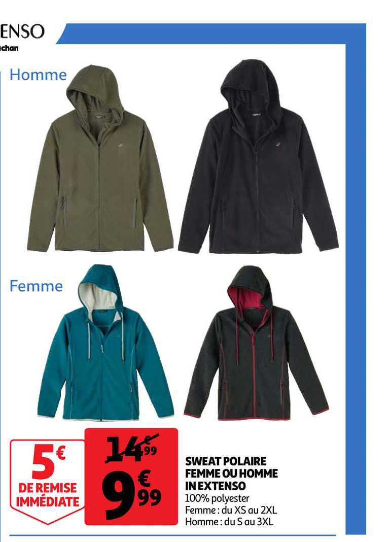sweat polaire femme ou homme in extenso