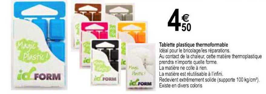 tablette plastique thermoformable