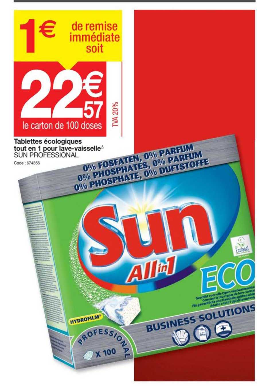 tablettes écologiques tout en 1 pour lave vaisselle sun professional