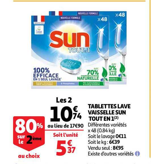 tablettes lave vaisselle sun tout en 1