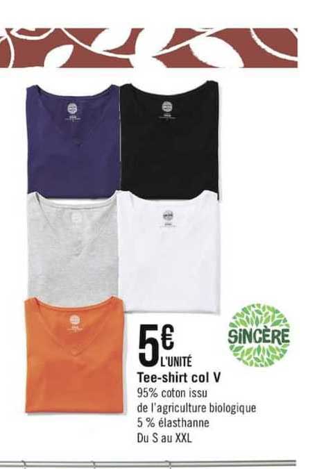 tee shirt col v sincère
