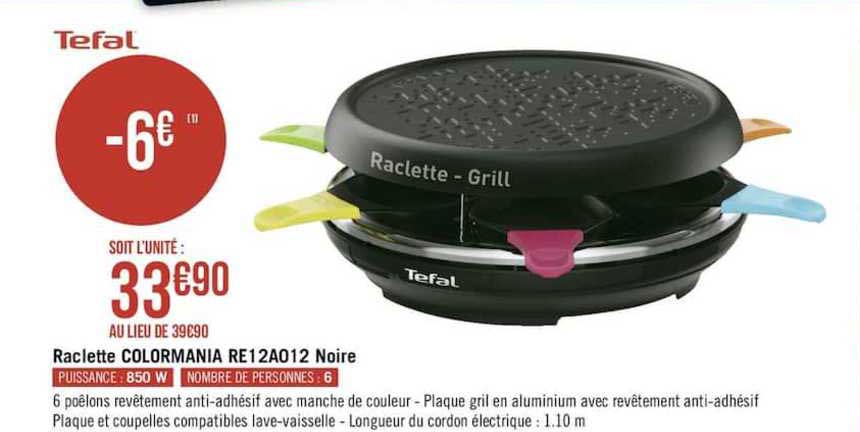 Tefal Raclette Colormania Re1 2a12 Noire