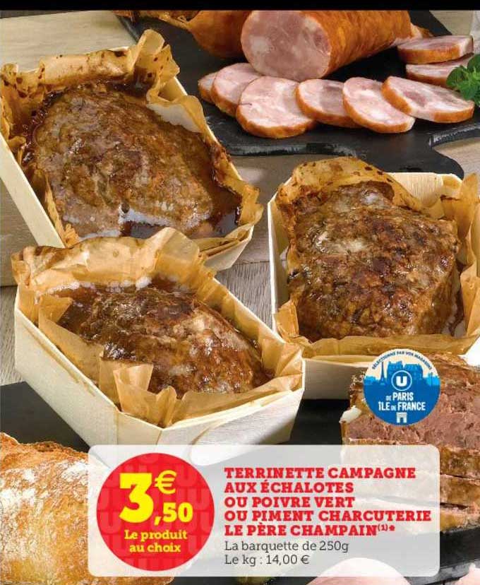 terrinette campagne aux échalotes ou poivre vert ou piment charcuterie le père champain