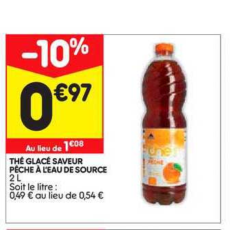 thé glacé saveur pêche à l'eau de source