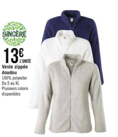 veste zippée doudou sincère