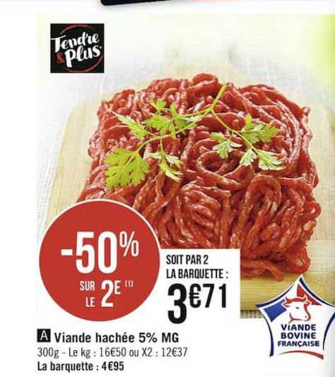Viande Hachés 5% Mg -50% Sur Le 2ème