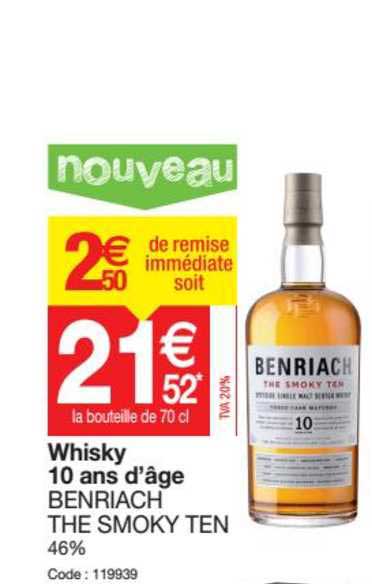 whisky 10 ans d'âge benriach the smoky ten