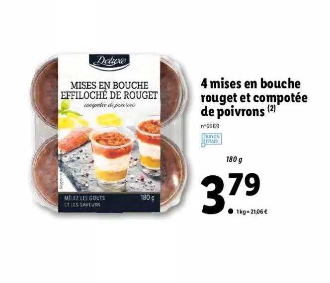 4 Mises En Bouche Rouget Et Compotée De Poivrons Deluxe
