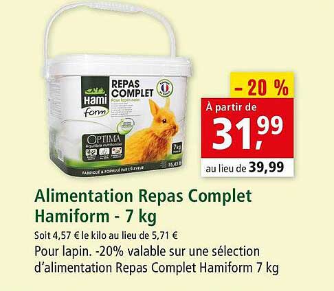 Alimentation Repas Complet Hamiform - 7 Kg