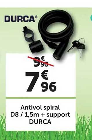 Antivol Spiral D8 - 1,5m + Support Ducra