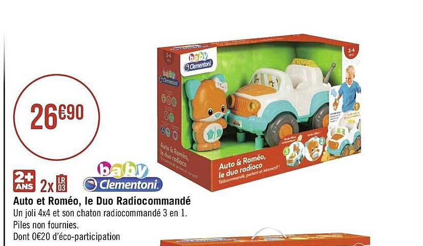 auto et roméo, le duo radiocommandé baby clementoni