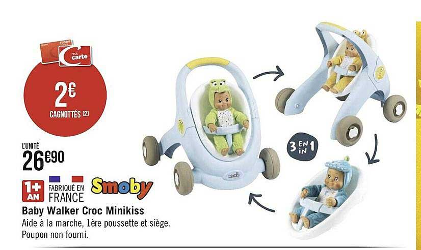 baby walker croc minikiss smoby
