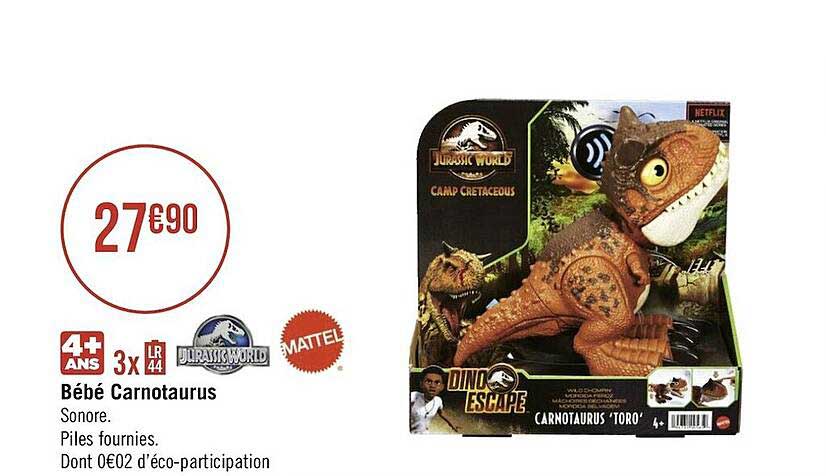 bébé carnotaurus urassic world mattel