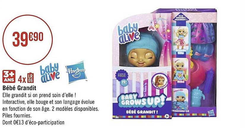 bébé grandit baby alive hasbro