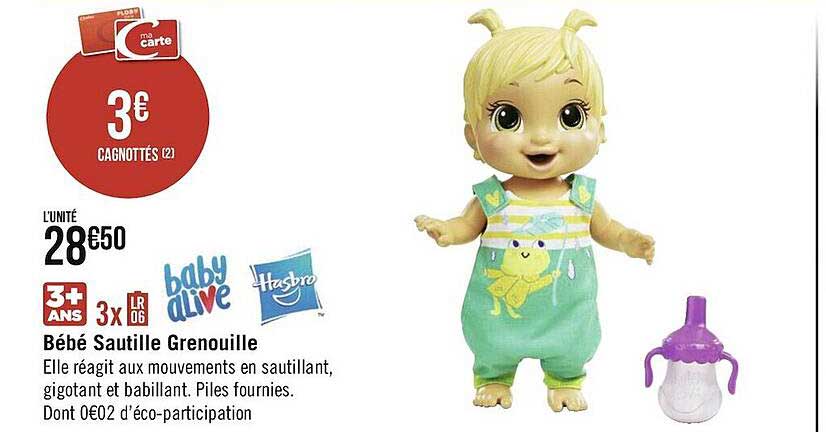 bébé sautille grenouille baby alive hasbro